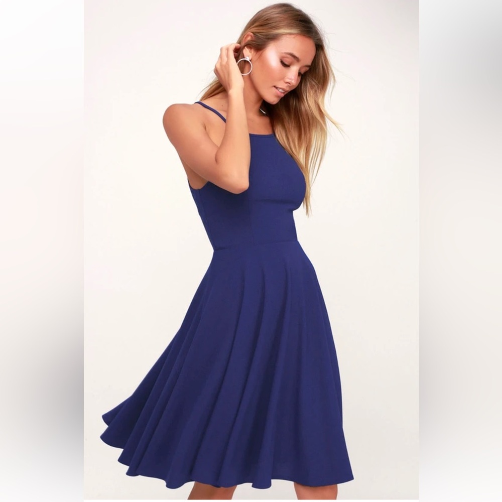 NWT S Vibrant Cobalt Blue Lulu’s Dress